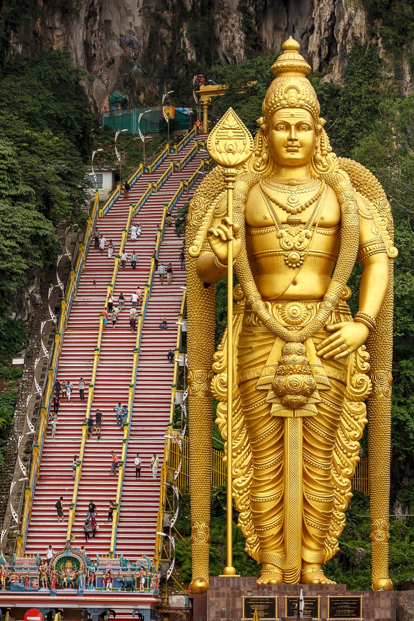 The Murugan statue and colourful steps at Batu Caves in Selangor