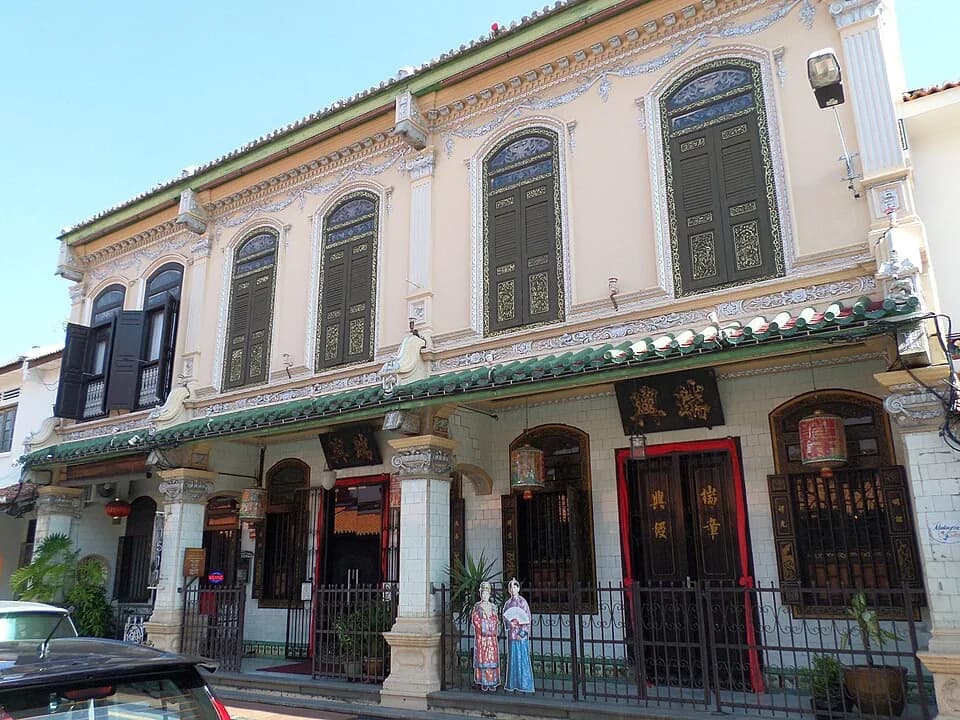 The historic shophouse facade of Baba & Nyonya Heritage Museum in Melaka