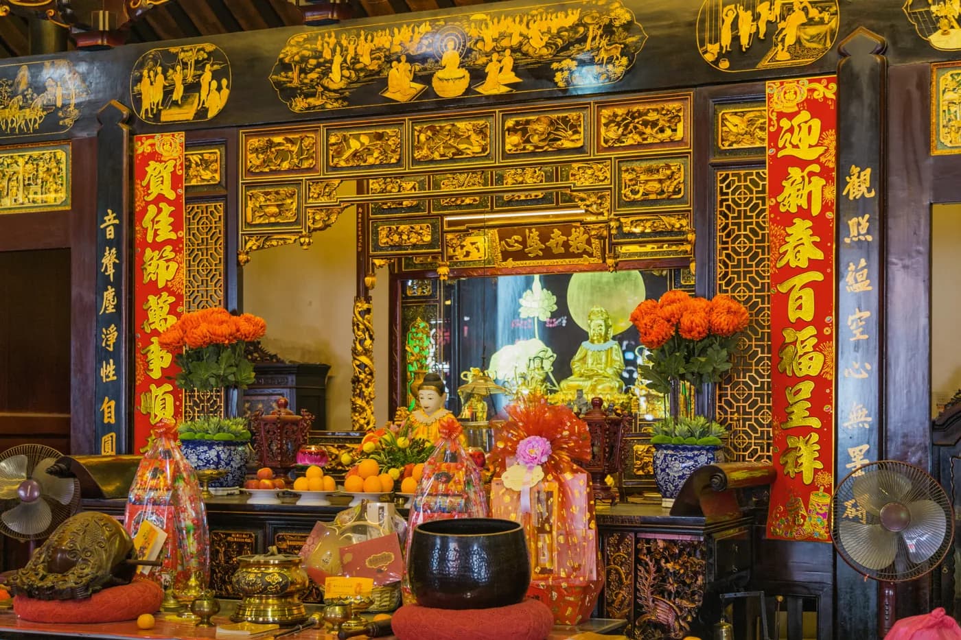 The main worship area inside Cheng Hoon Teng Temple in Melaka