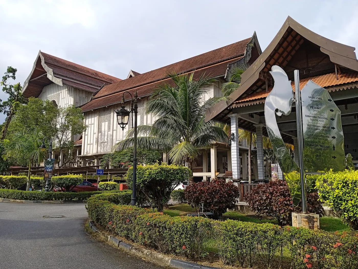 The traditional rooflines and visitor entrance at Terengganu State Museum