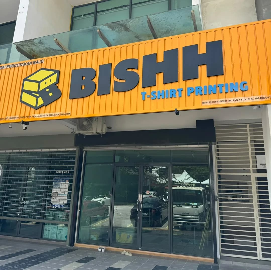 Orange BISHH T-Shirt Printing storefront in Denai Alam, Shah Alam