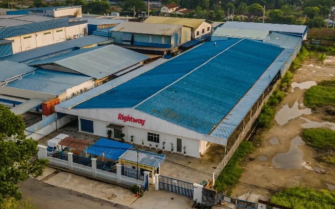 Aerial view of the Rightway T-Shirt factory in Perai